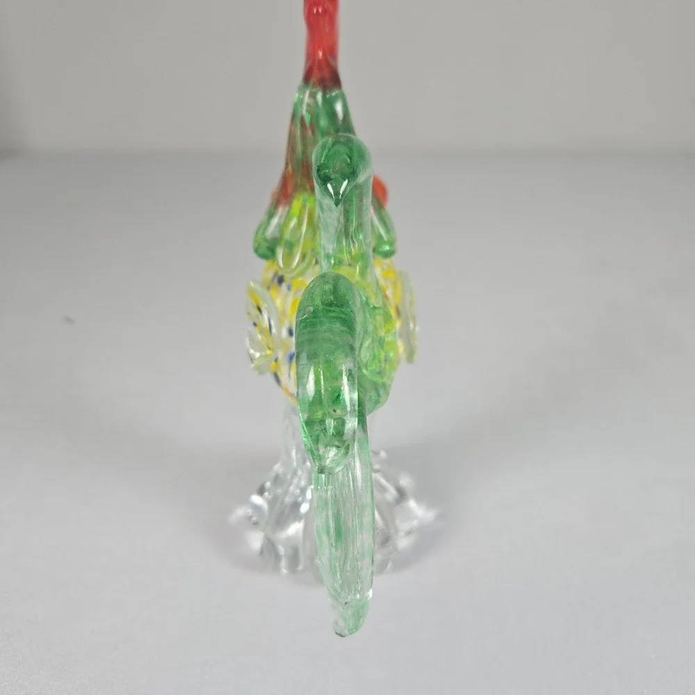 Vintage Murano Style Chicken Rooster Glass Bird Figure Confetti Glass Farmhouse